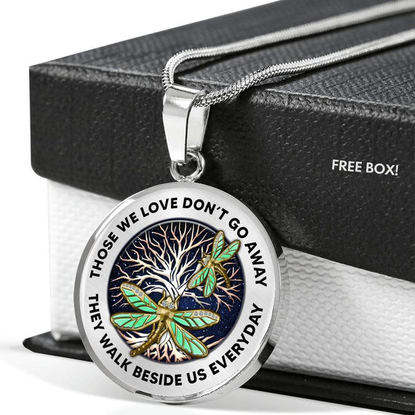TM0071401 Those We Love Don't Go Away Golden Dragonflies Tree Of Life Luxury Necklace with Back Engraving