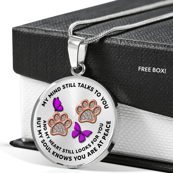 JL1507021 My Mind Purple Butterflies Rose Gold Paw Luxury Necklace with Back Engraving
