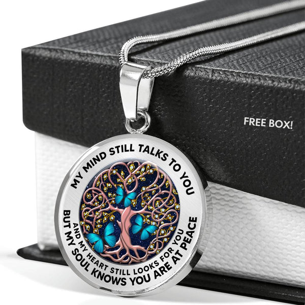 JL2407005 My Mind Still Talks To You Blue Butterflies Rose Gold Celtic Tree Of Life And Galaxy Luxury Necklace with Back Engraving