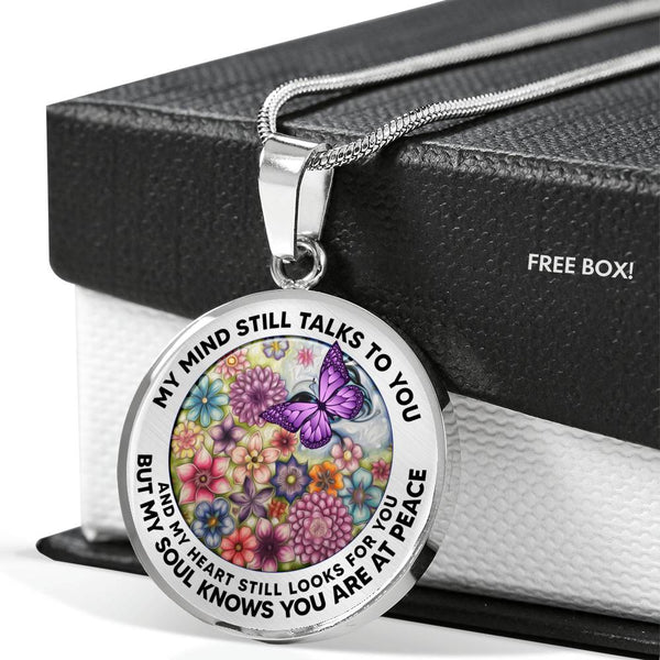 AG2208048 My Mind Still Talks To You Purple Butterflies Flower  Luxury Necklace with Back Engraving