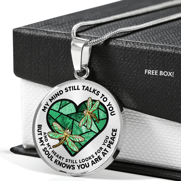 SP0109046 My Mind Still Talks To You Dragonflies Broken Heart Luxury Necklace with Back Engraving