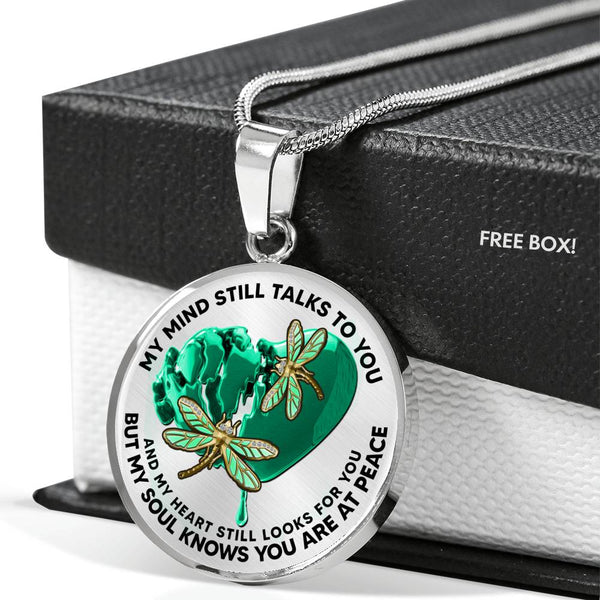 SP0109042 My Mind Still Talks To You Dragonflies Broken Heart Luxury Necklace with Back Engraving