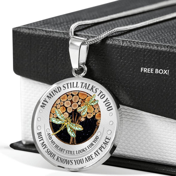 My Mind Still Talks To You Dragonflies Wood Tree Of Life SP1909062 Luxury Necklace with Back Engraving
