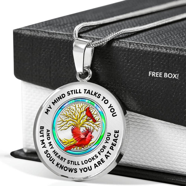 JL1407001 My Mind Still Talks To You Red Cardinals Opal Gold Tree Of Life Luxury Necklace with Back Engraving