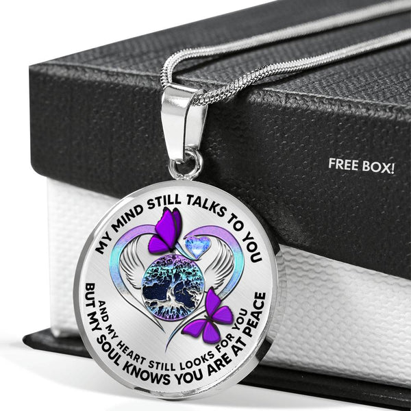 JL2207020 My Mind Purple Butterflies And Metal Heart Tree Of Life With Galaxy Luxury Necklace with Back Engraving