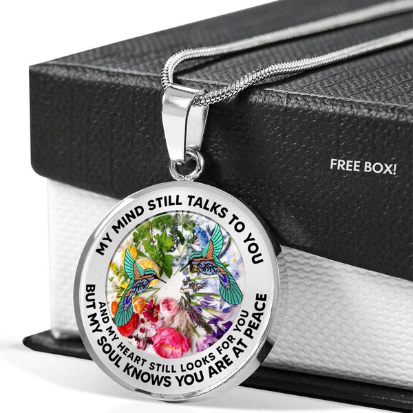 AG2608069 My Mind Still Talks To You Hummingbirds Flower Luxury Necklace with Back Engraving