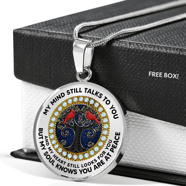 JL2407118 My Mind Still Talks To You Red Cardinals And Black Tree Of Life With Galaxy Luxury Necklace with Back Engraving