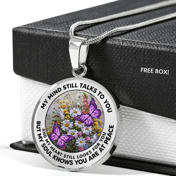 AG2908049 My Mind Still Talks To You Purple Butterflies Flower Luxury Necklace with Back Engraving