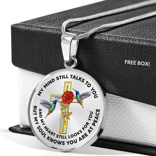 JL2107005 My Mind Hummingbird Rose Double Cross Luxury Necklace with Back Engraving