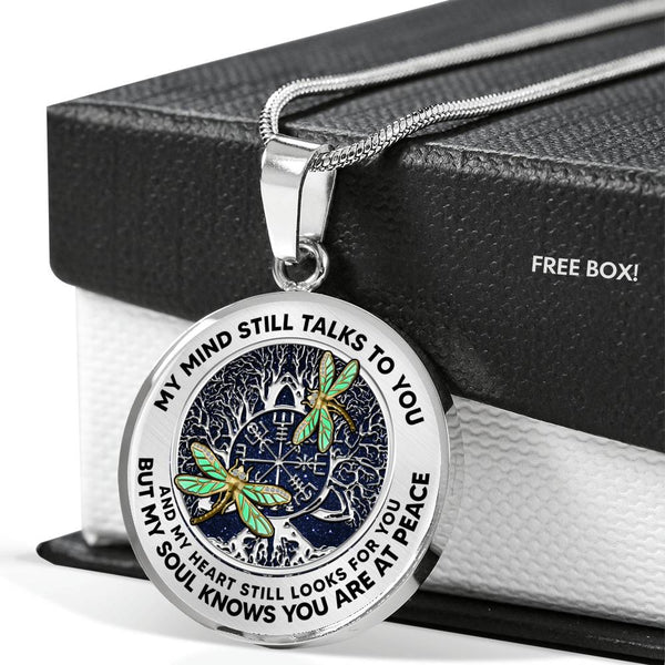 AG1208032 My Mind Still Talks To You Dragonflies Silver Celtic Tree Of Life Luxury Necklace with Back Engraving