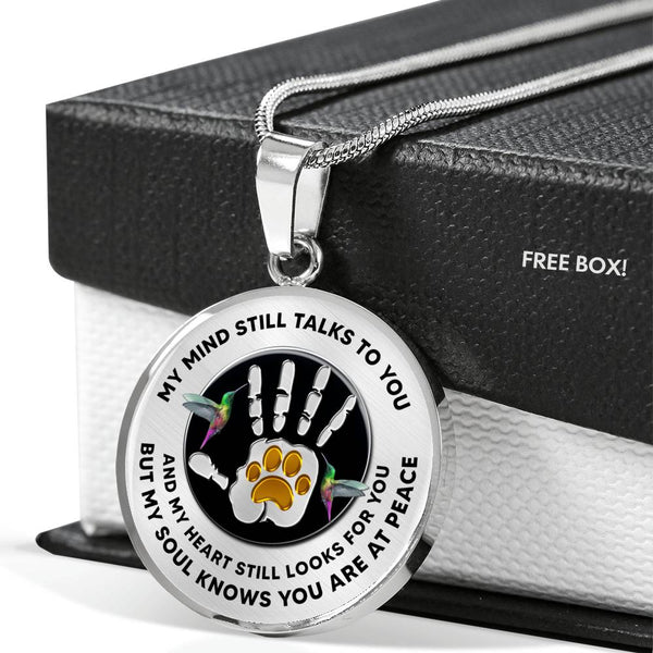 JL1507002 My Mind Still Talks To You Green Hummingbirds Gold Paw And Black Hand Luxury Necklace with Back Engraving