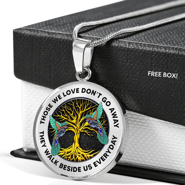 Those We Love Don't Go Away Hummingbird Bird Tree Of Life TM070604 Luxury Necklace with Back Engraving