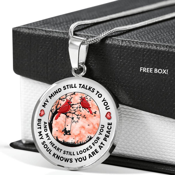 My Mind Still Talks To You Cardinal Orange Circle Tree Of Life PT0040 Luxury Necklace with Back Engraving