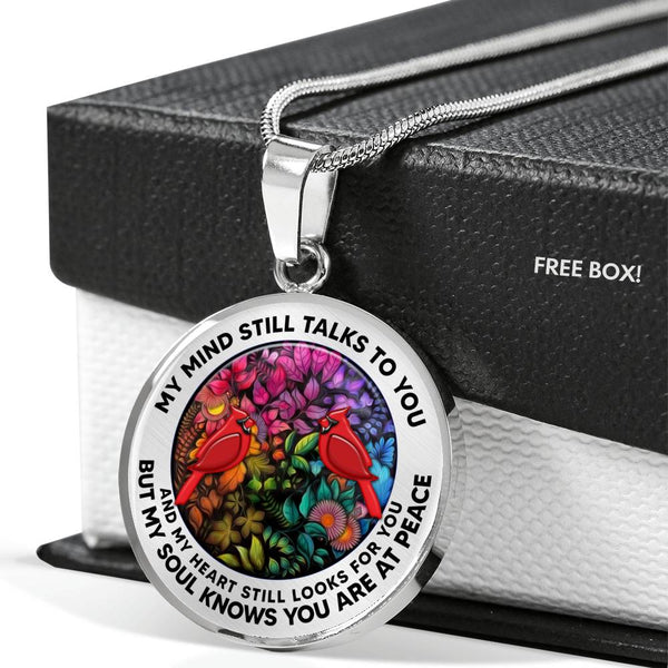 AG2408045 My Mind Still Talks To You Red Cardinals Flower Luxury Necklace with Back Engraving