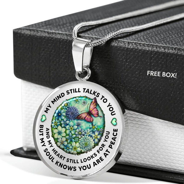 My Mind Still Talks To You Butterfly Green Flower PT0051 Luxury Necklace with Back Engraving