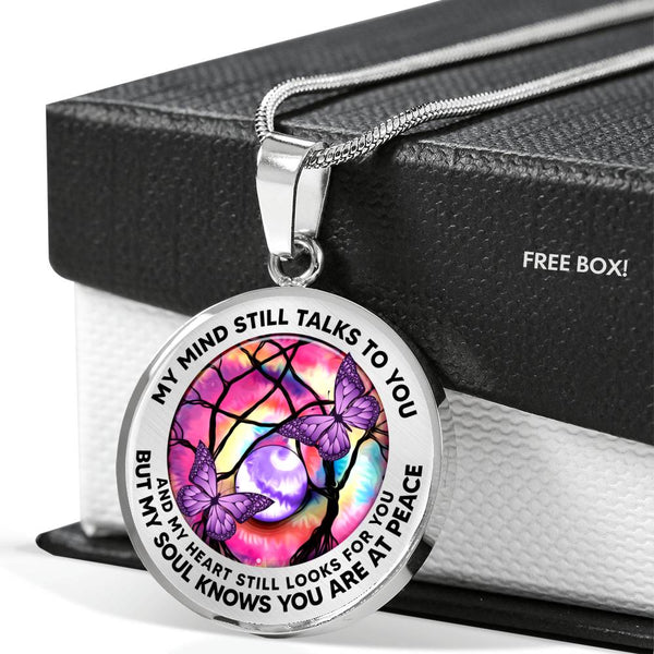 AG2108016 My Mind Still Talks To You Purple Butterflies Tie Dye Tree Of Life  Luxury Necklace with Back Engraving