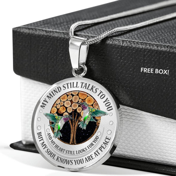 My Mind Still Talks To You Green Hummingbirds Wood Tree Of Life SP1909069 Luxury Necklace with Back Engraving