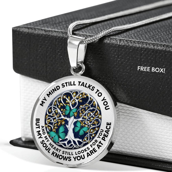 JL2407028 My Mind Still Talks To You Turquoise Butterflies Silver Celtic Tree Of Life And Galaxy Luxury Necklace with Back Engraving