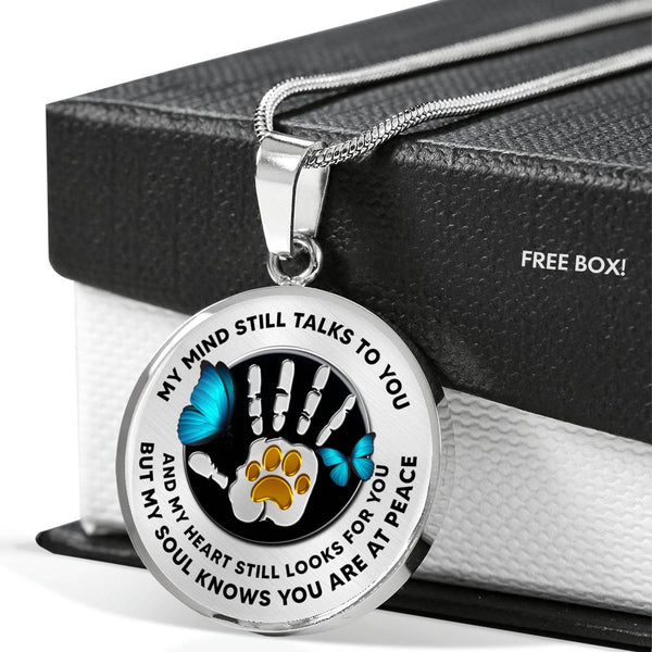JL1507002 My Mind Still Talks To You Turquoise Butterflies Gold Paw And Black Hand Luxury Necklace with Back Engraving