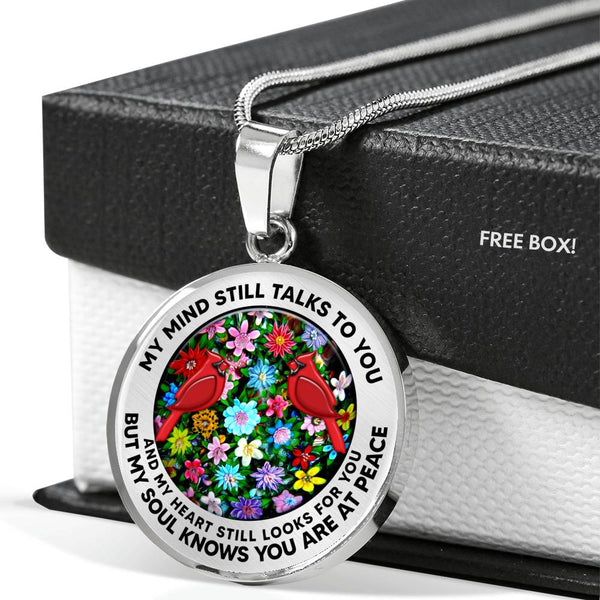 AG2808023 My Mind Still Talks To You Red Cardinals Flower Luxury Necklace with Back Engraving