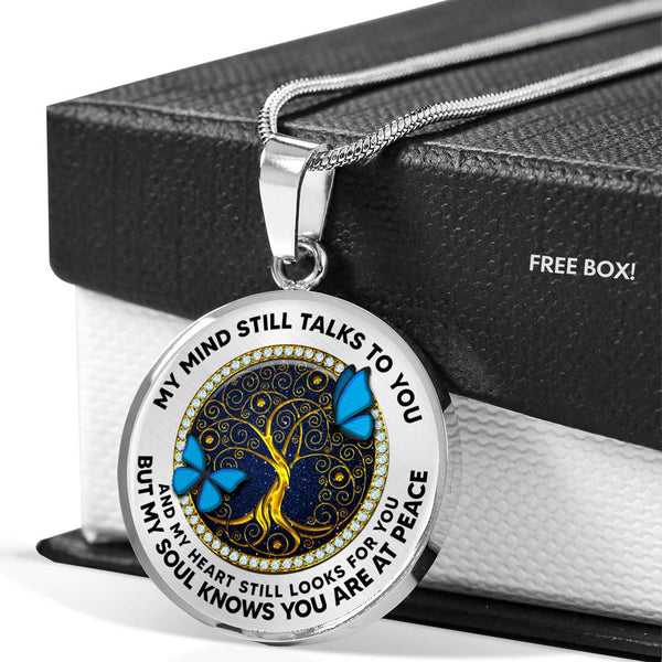 JL2207033 My Mind Blue Butterflies Golden Tree Of Life Luxury Necklace with Back Engraving
