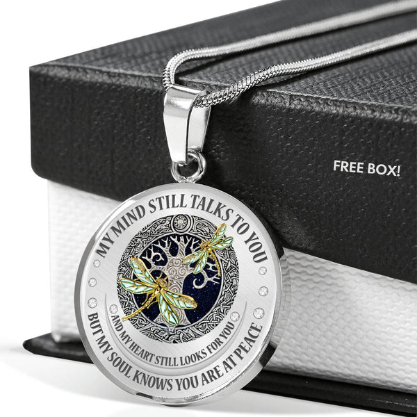 My Mind Still Talks To You Dragonflies Celtic Tree Of Life SP1909057 Luxury Necklace with Back Engraving