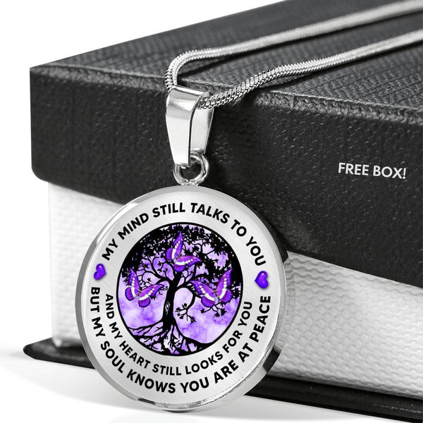 My Mind Still Talks To You Butterfly Purple Circle Tree Of Life PT0046 Luxury Necklace with Back Engraving