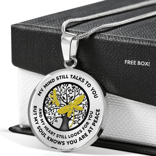 My Mind Still Talks To You Yellow Dragonfly Tree Of Life TM0006 Luxury Necklace with Back Engraving