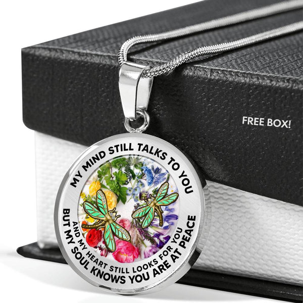 AG2608052 My Mind Still Talks To You Dragonflies Flower Luxury Necklace with Back Engraving