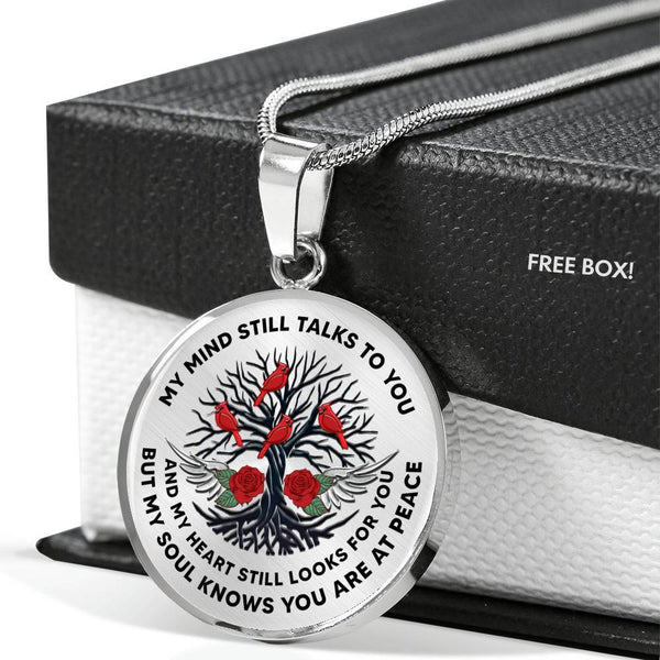 JL1407020 My Mind Still Talks To You Red Cardinal Tree Of Life And Wings Rose Luxury Necklace with Back Engraving