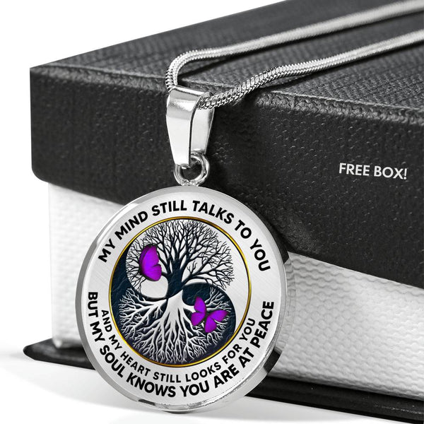 JL2507018 My Mind Still Talks To You Purple Butterflies Yin Yang Black Tree Of Life Luxury Necklace with Back Engraving
