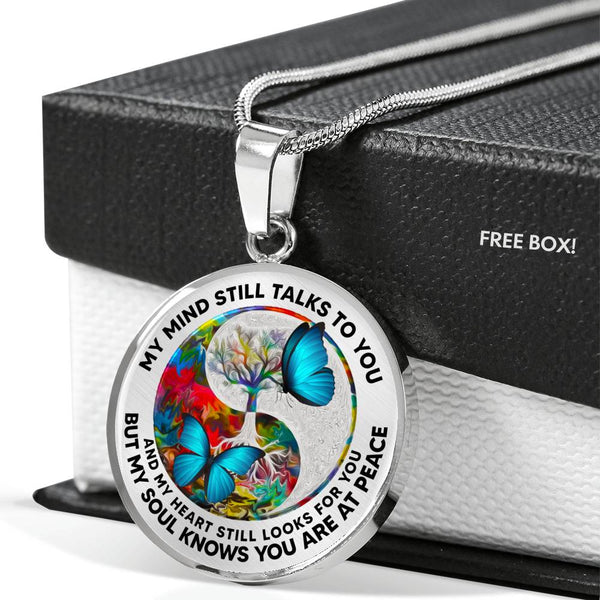 AG2108011 My Mind Still Talks To You Blue Butterflies Yin Yang Tree Of Life  Luxury Necklace with Back Engraving