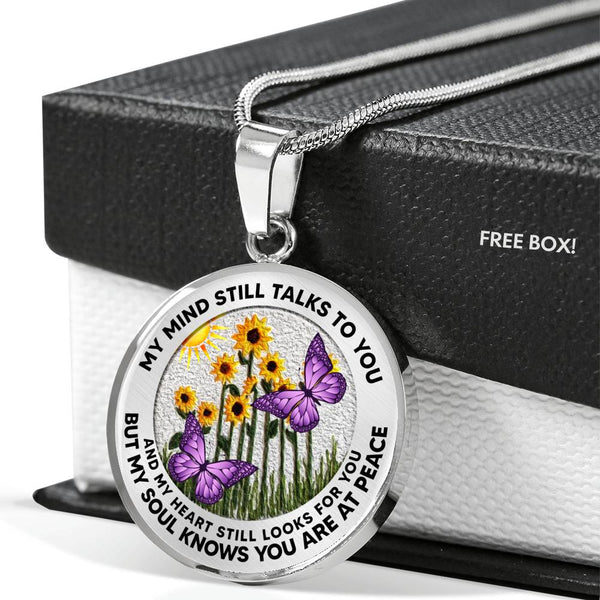 AG2508024 My Mind Still Talks To You Purple Butterflies Flower Luxury Necklace with Back Engraving