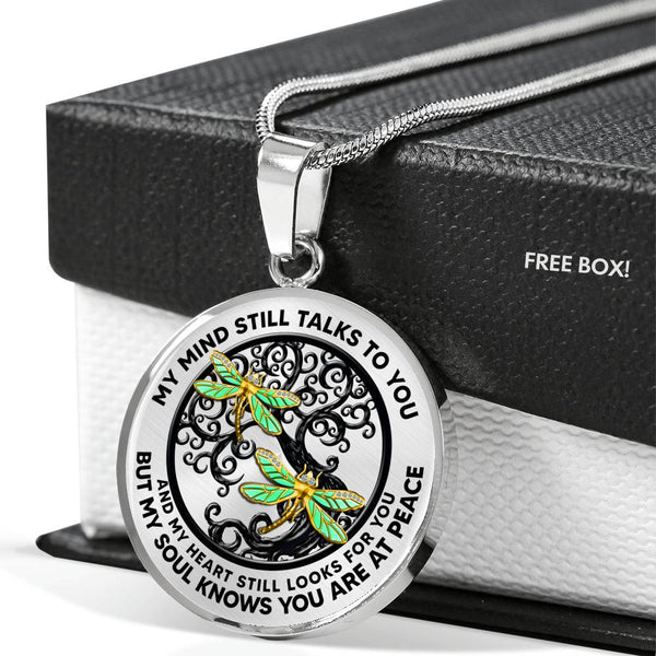 AG0408077 My Mind Still Talks To You Golden Dragonflies Black Tree Of Life Luxury Necklace with Back Engraving