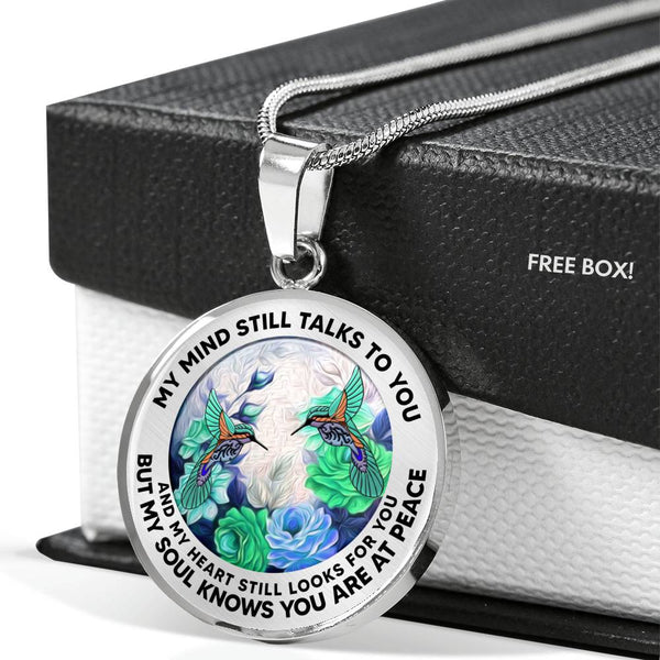 AG2208085 My Mind Still Talks To You Hummingbirds Flower  Luxury Necklace with Back Engraving