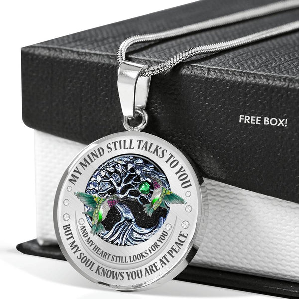 My Mind Still Talks To You Green Hummingbirds Tree Of Life SP1909068 Luxury Necklace with Back Engraving