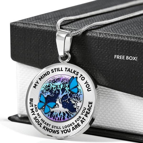 JL2207015 My Mind Blue Butterflies And Metal Tree Of Life With Galaxy Luxury Necklace with Back Engraving