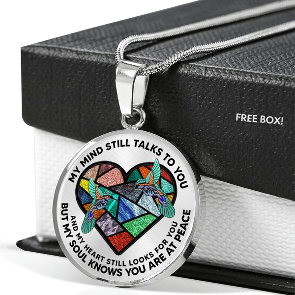 SP0109049 My Mind Still Talks To You Hummingbirds Broken Heart Luxury Necklace with Back Engraving