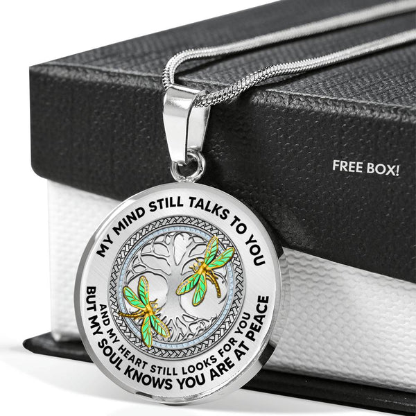 JL2207007 My Mind Golden Dragonflies Silver Tree Of Life Luxury Necklace with Back Engraving