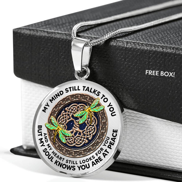 AG0408083 My Mind Still Talks To You Golden Dragonflies Rose Gold Celtic Knot Tree Of Life And Galaxy Luxury Necklace with Back Engraving
