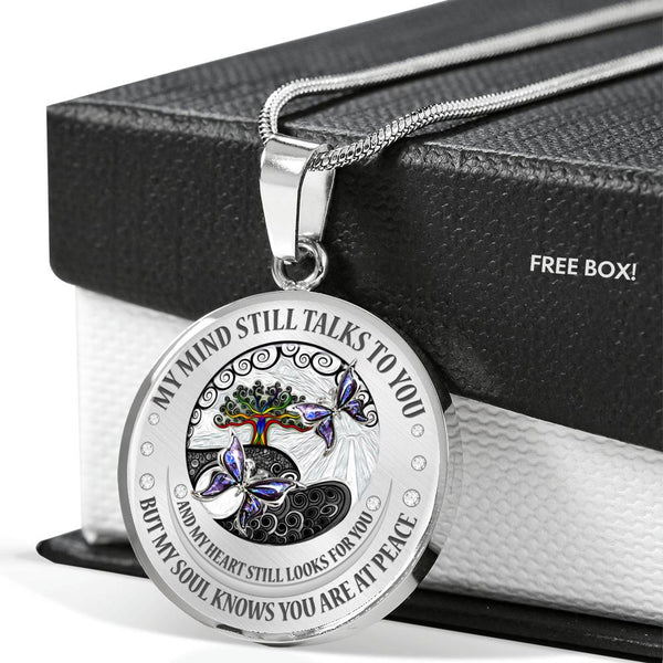 My Mind Still Talks To You Purple Butterflies Chakra Tree Of Life SP1909018 Luxury Necklace with Back Engraving