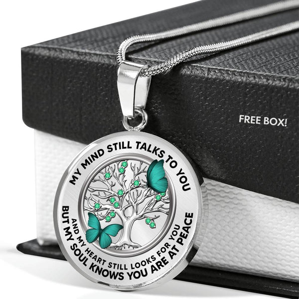 JL2307028 My Mind Turquoise Butterflies New Family Tree Of Life Luxury Necklace with Back Engraving