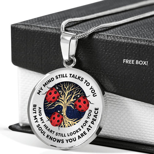 My Mind Still Talks To You 3 Ladybugs Tree Of Life Luxury Necklace with Back Engraving