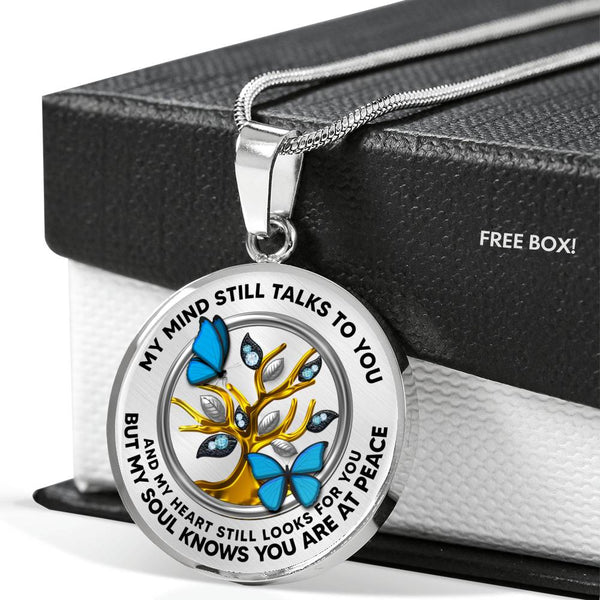 JL2207029 My Mind Blue Butterflies Gold Diamond Tree Of Life  Luxury Necklace with Back Engraving