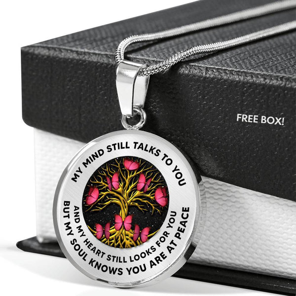 My Mind Still Talks To You Red Butterflies Golden Tree Of Life 020520VTC01 Luxury Necklace with Back Engraving