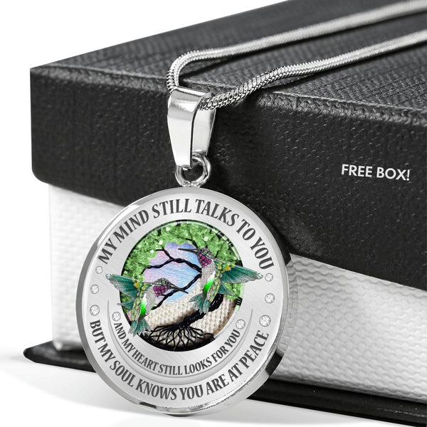 My Mind Still Talks To You Green Hummignbirds Moon Tree Of Life SP2209020 Luxury Necklace with Back Engraving