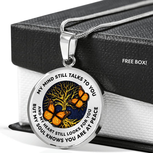 My Mind Still Talks To You Orange Butterfly Tree Of Life TM0017 Luxury Necklace with Back Engraving