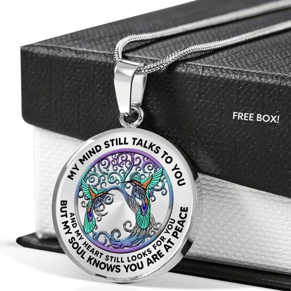 AG0408095 My Mind Still Talks To You Hummingbirds Metal Tree Of Life Luxury Necklace with Back Engraving