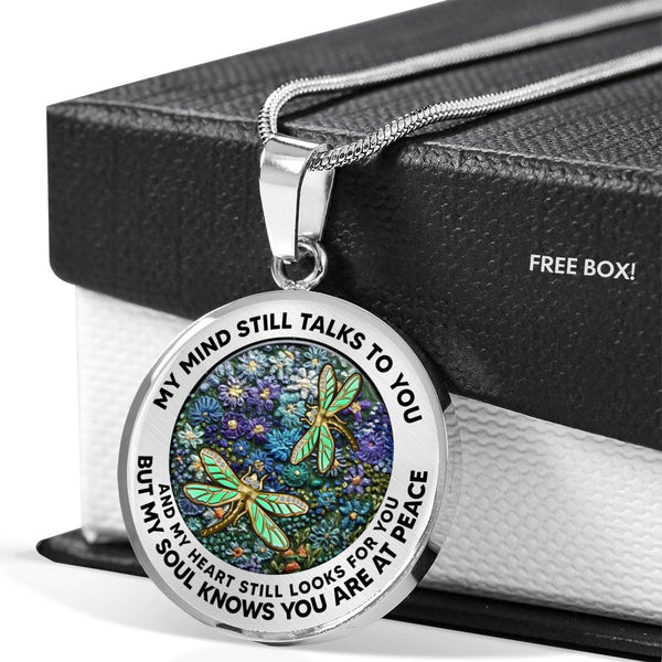 AG2508060 My Mind Still Talks To You Dragonflies Flower Luxury Necklace with Back Engraving