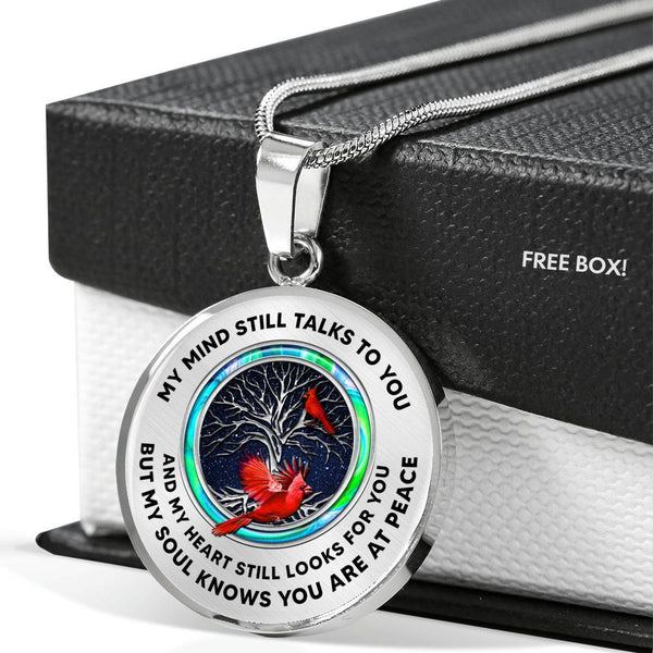 JL1407012 My Mind Still Talks To You Red Cardinals Opal Silver Tree Of Life And Dark Luxury Necklace with Back Engraving
